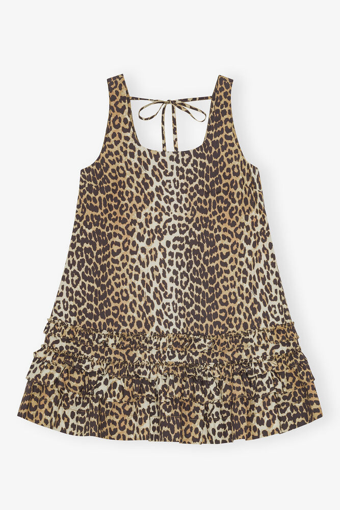 Leopard Cotton Poplin Mini Dress
