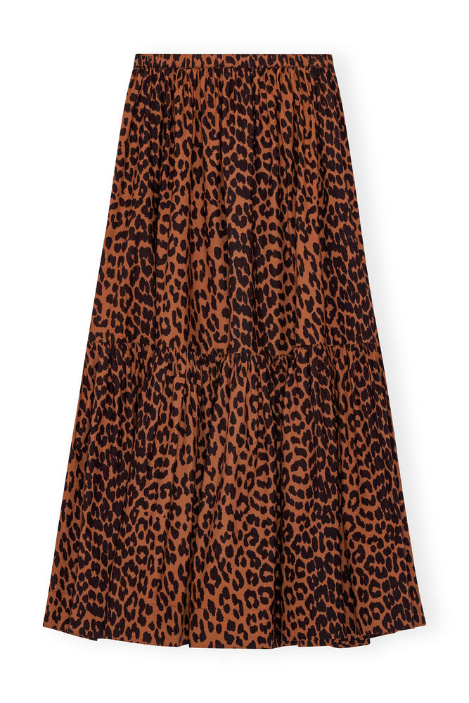Cotton Poplin Maxi Flounce Skirt