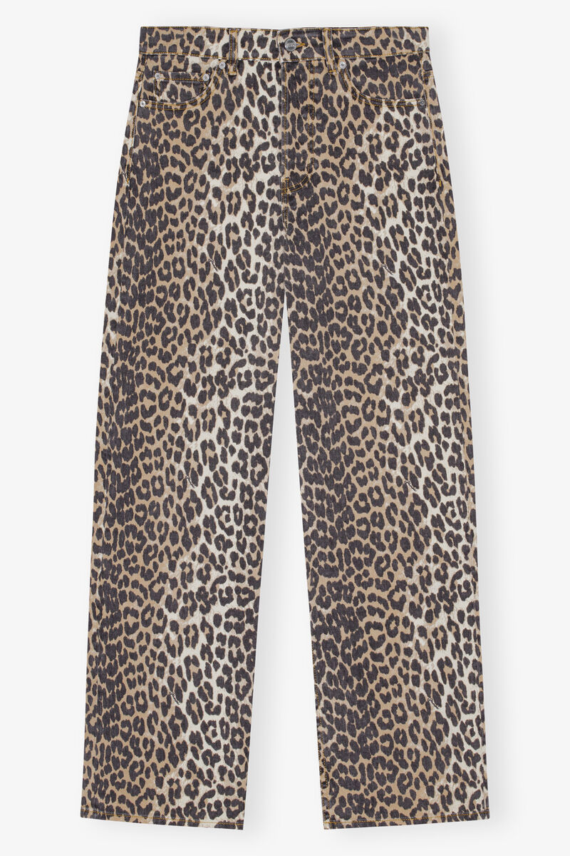 Leopard Printed Izey jeans, Cotton, in colour Leopard - 1 - GANNI