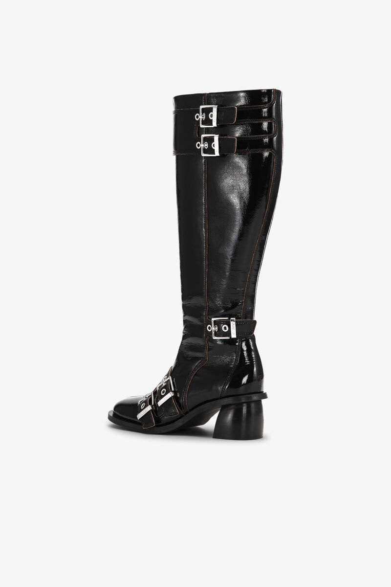 Black Feminine Buckle High-boots, Cotton, in colour Black - 3 - GANNI