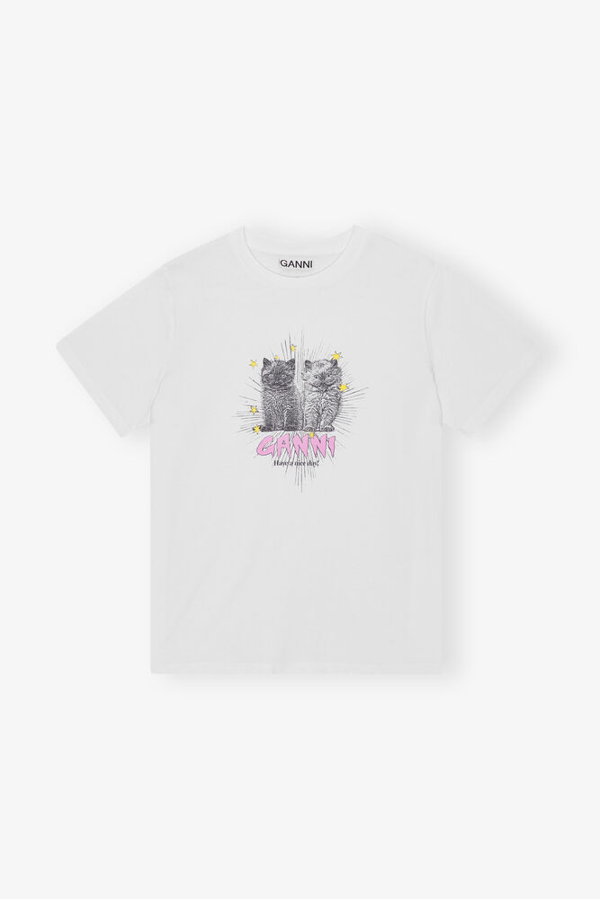 White Basic Jersey Kittens Relaxed T-shirt