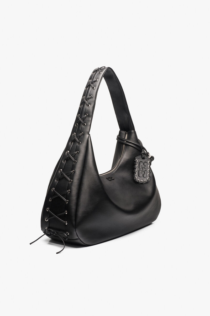 Black XXL Hobo Bag, Polyester, in colour Black - 2 - GANNI