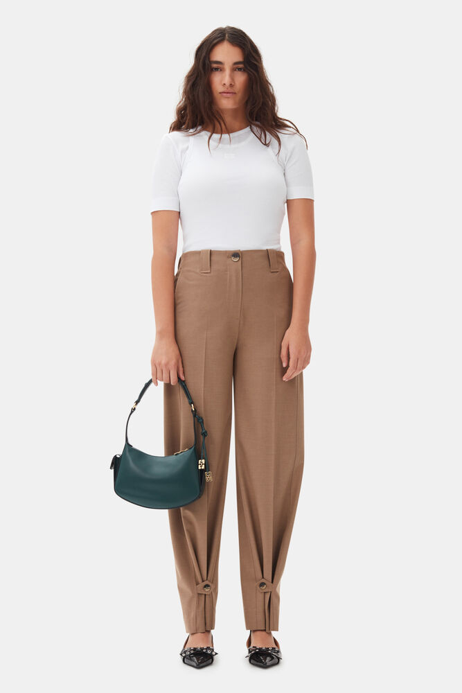 Brown Drapey Melange Trousers