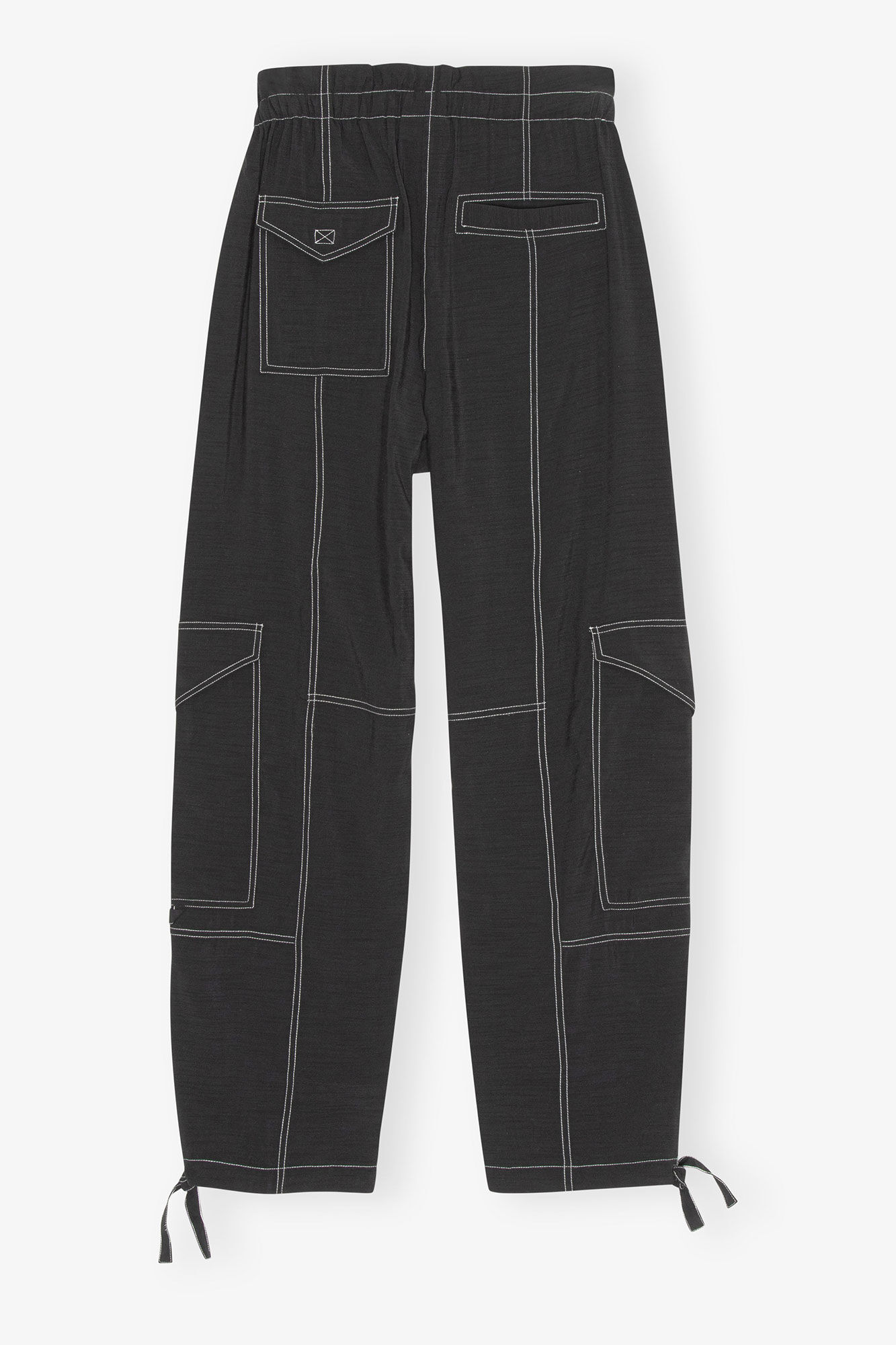 Light Slub Pocket Trousers, LENZING™ ECOVERO™, in colour Black - 2 - GANNI