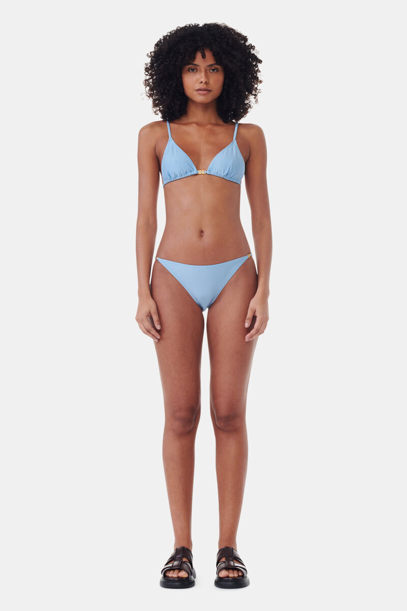 Blue String Bikini Top, Nylon, in colour Glacier Lake - 2 - GANNI