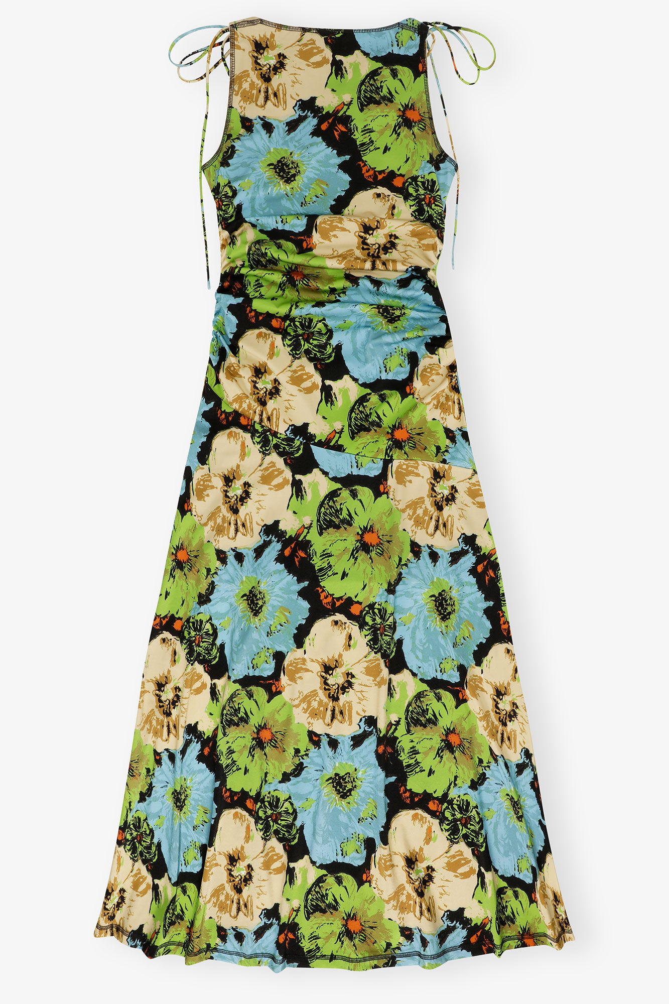 Floral Lycra Jersey Gathered Dress, Recycled Polyamide, in colour Multicolour - 2 - GANNI