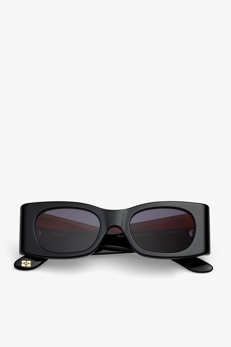 GANNI x Ace & Tate Black Kayla-solbriller, Acetate, in colour Black - 1 - GANNI
