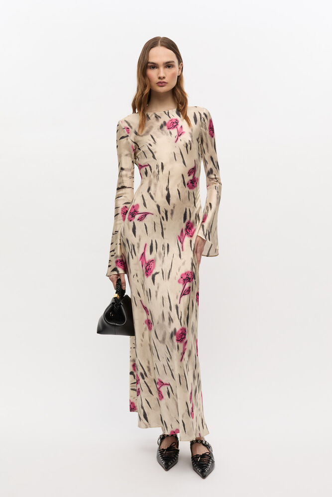 Floral Satin Maxi Dress