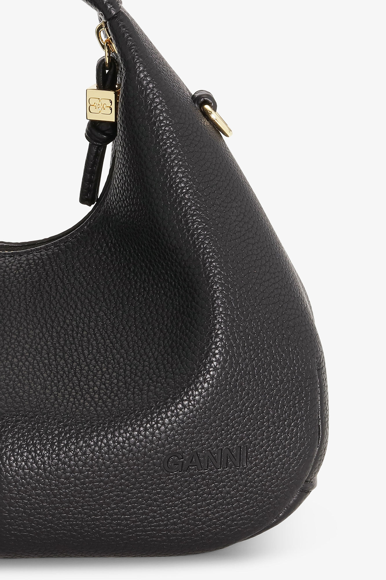 Schwarze Mini-Hobo-Tasche, Polyurethane, in colour Black - 6 - GANNI