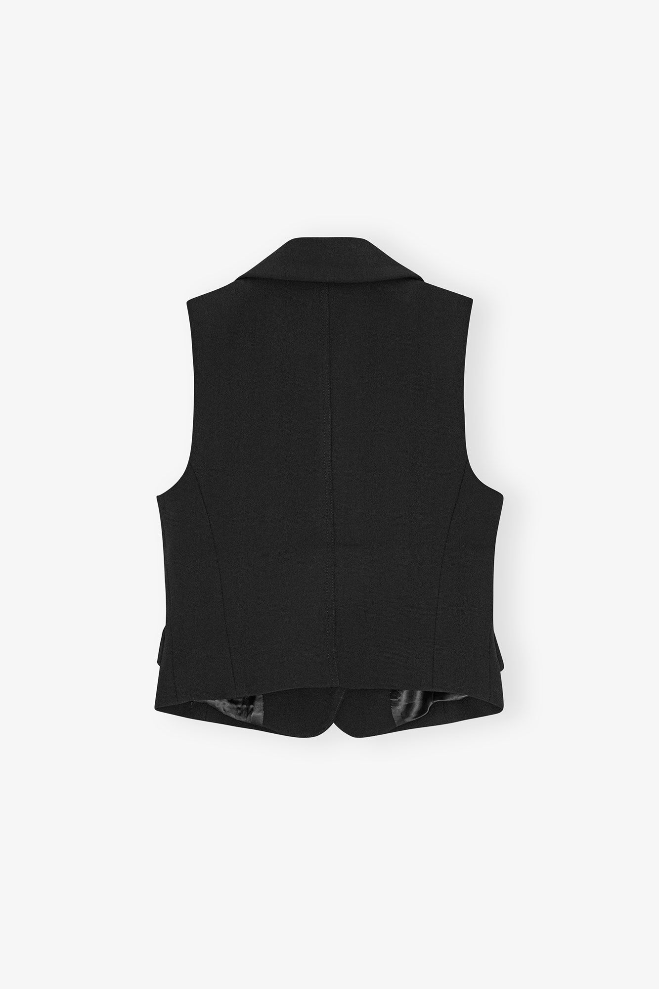 Black Bonded Crepe Vest, Recycled Polyester, in colour Black - 2 - GANNI
