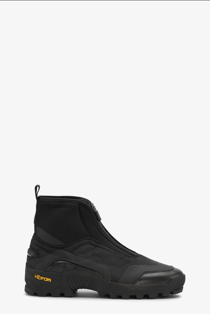 Black Performance High Top Zip Sneakers