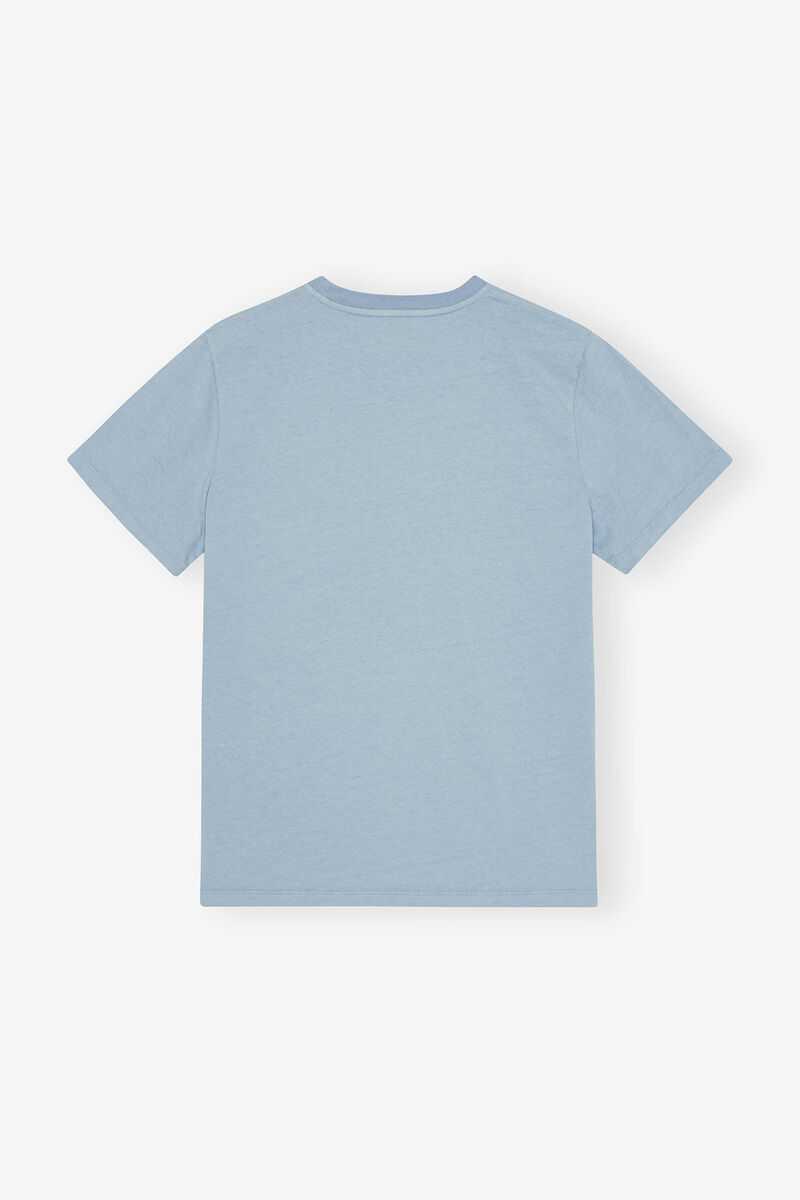 Blue Animal Print T-shirt, Cotton, in colour Chambray Blue - 2 - GANNI