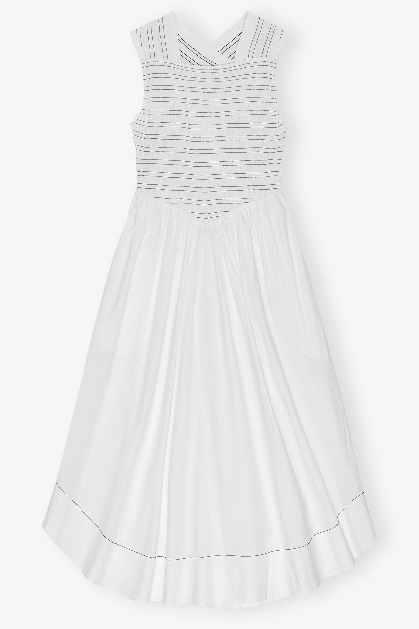 White Washed Stretch Cotton Smock Midi Dress, Cotton, in colour Bright White - 1 - GANNI