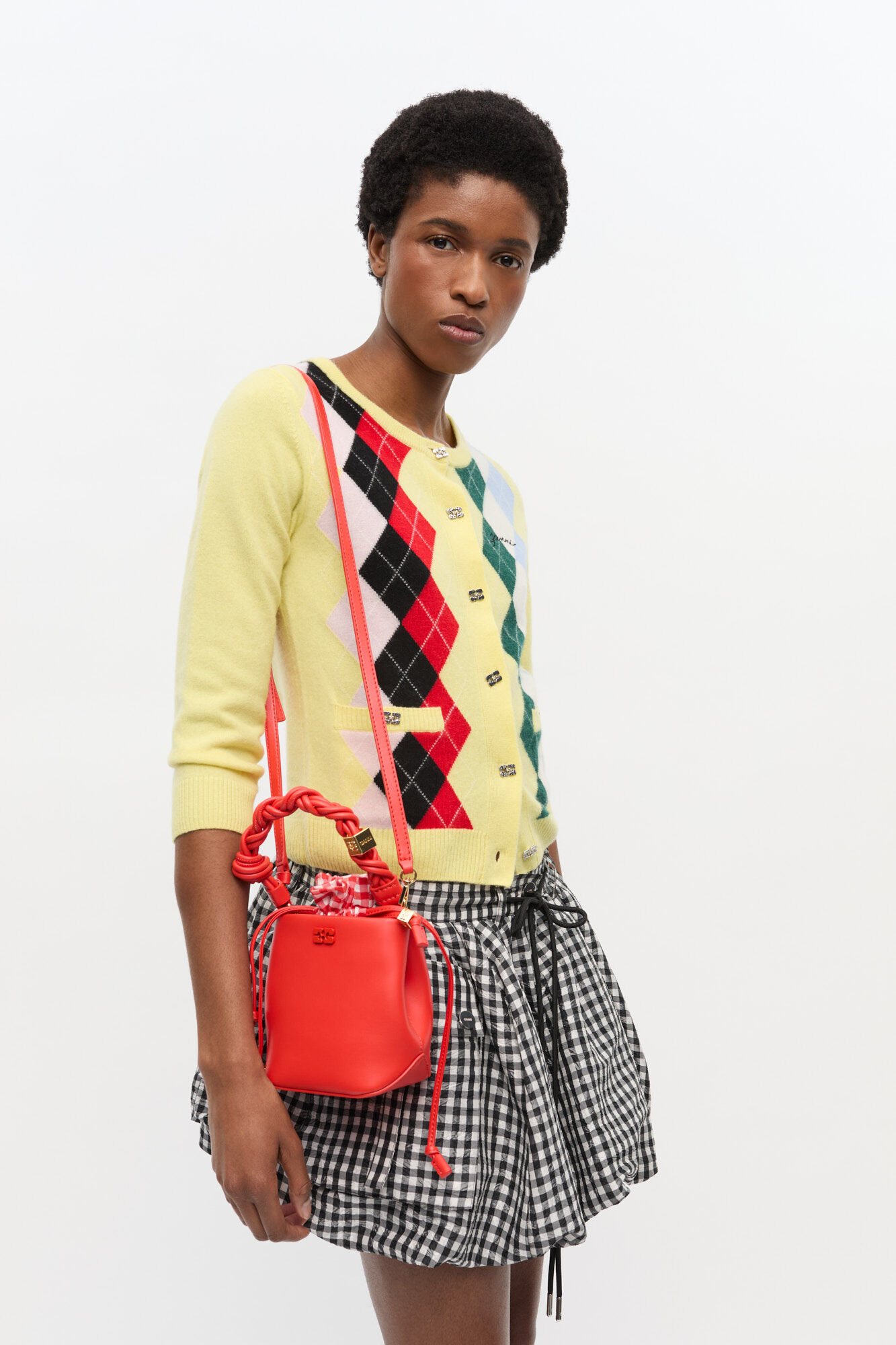 Rote GANNI Mini-Bou-Beuteltasche, Polyester, in colour Red Alert - 2 - GANNI