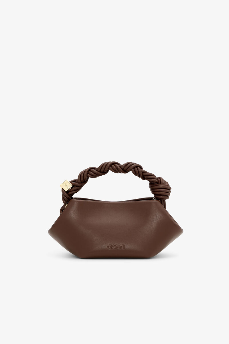 Brown Mini GANNI Bou Bag, Polyester, in colour Chocolate Fondant - 3 - GANNI