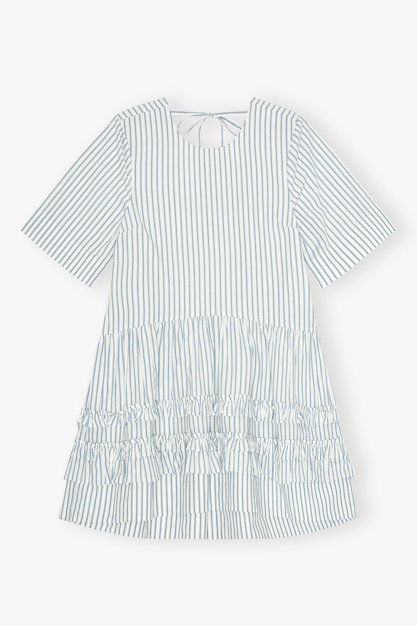 Stripete minikjole i økologisk bomull, Cotton, in colour Egret - 1 - GANNI