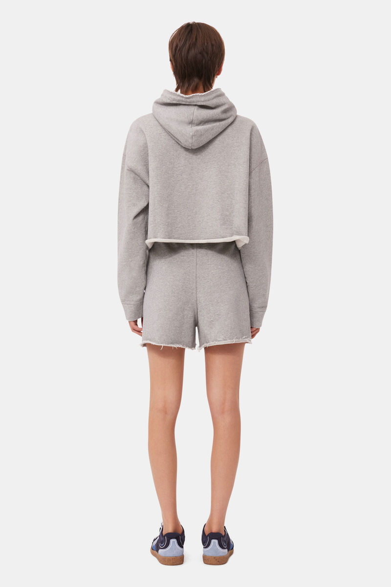 Grey Isoli Drawstring Shorts, Cotton, in colour Paloma Melange - 2 - GANNI