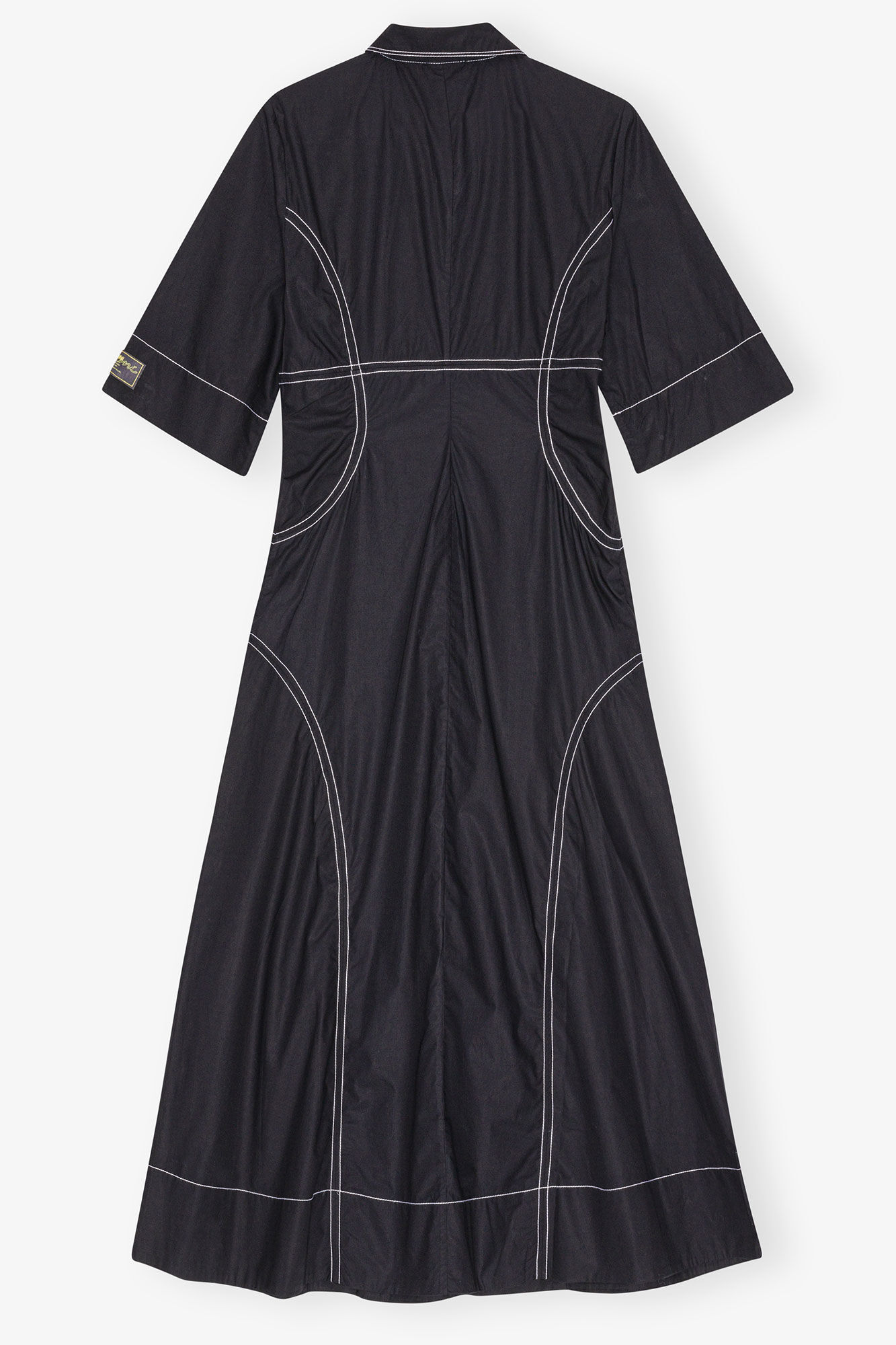 Black Cotton Poplin Shirt Dress, Cotton, in colour Black - 2 - GANNI