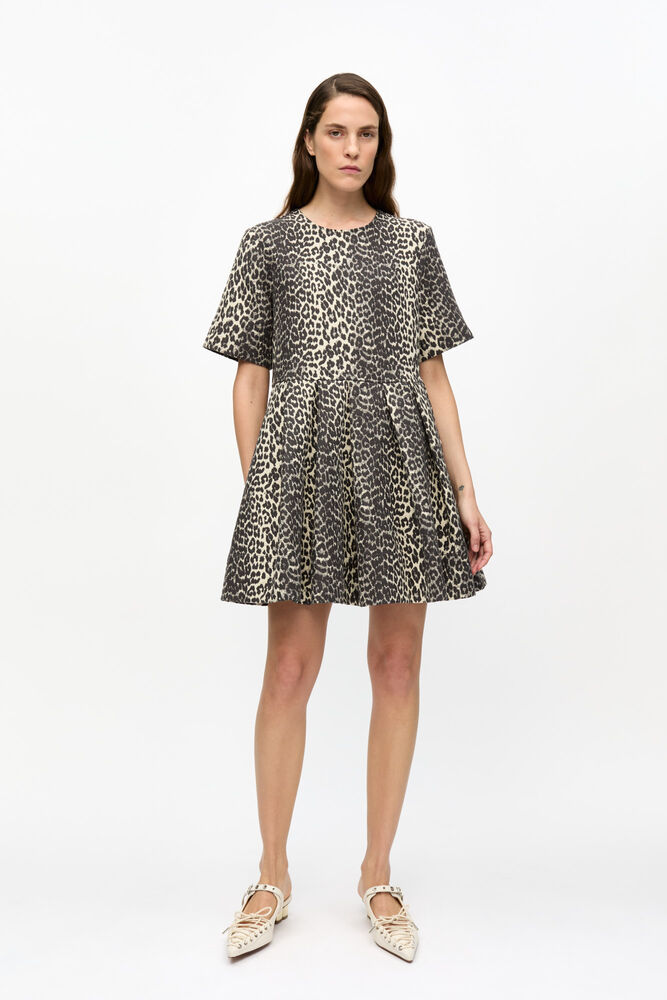 Leopard Cotton Tweed Mini Dress