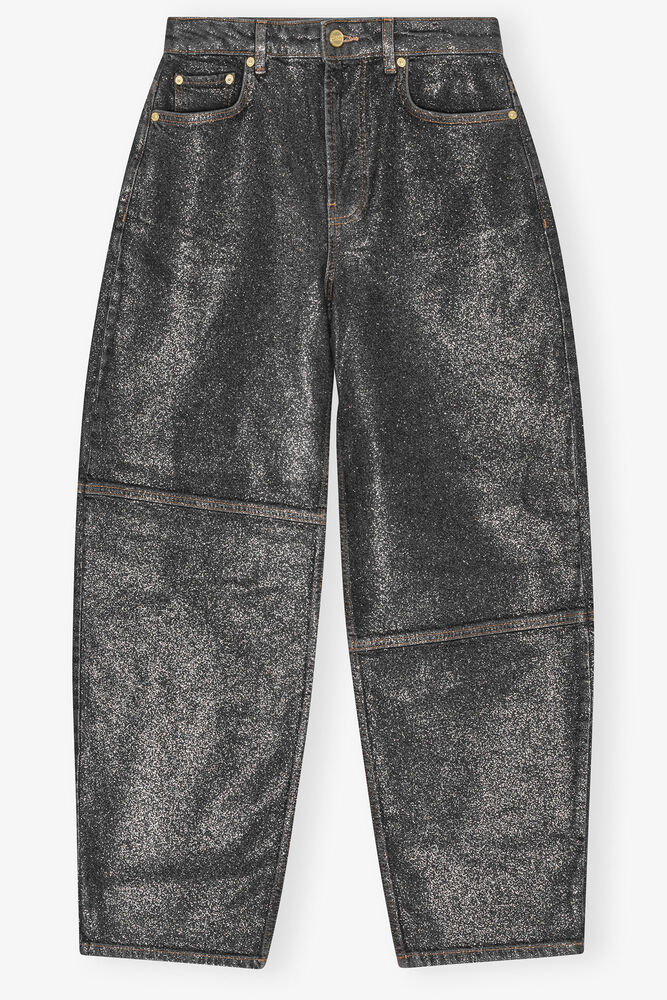 Stary jeans med skimrande folisfinish, Washed Black/Black
