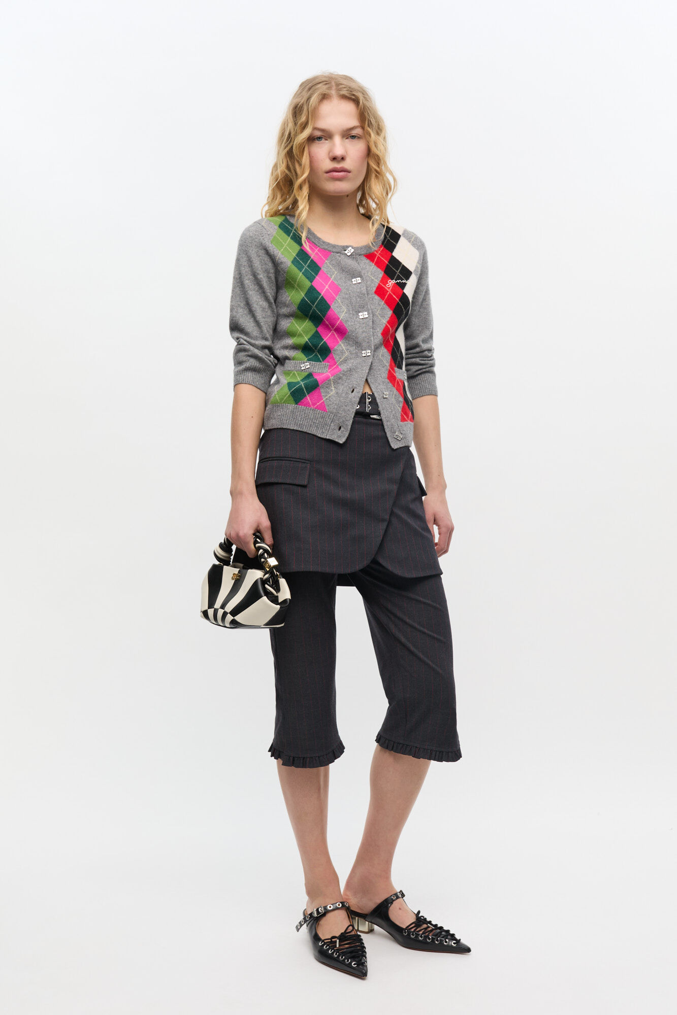Mini-Bou-Tasche, Polyester, in colour Black/Egret - 1 - GANNI