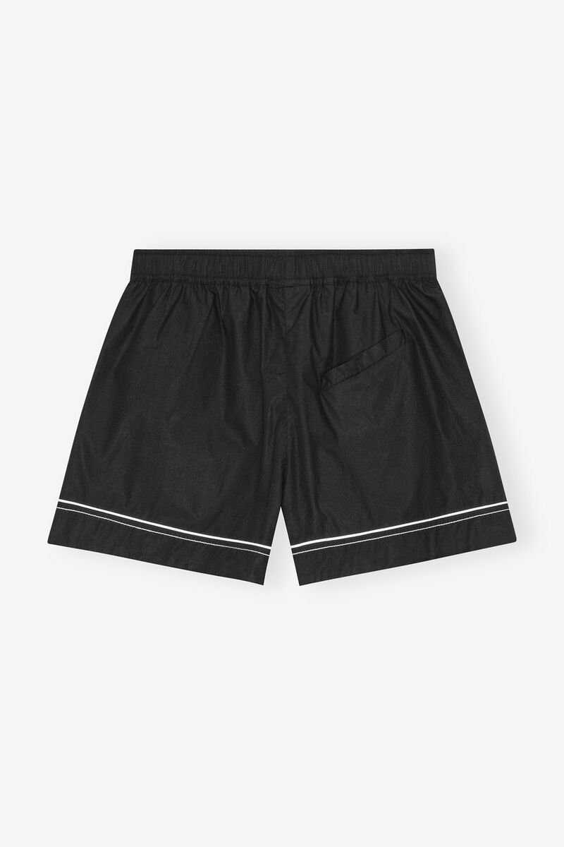Black Cotton Poplin Shorts, Cotton, in colour Black - 2 - GANNI