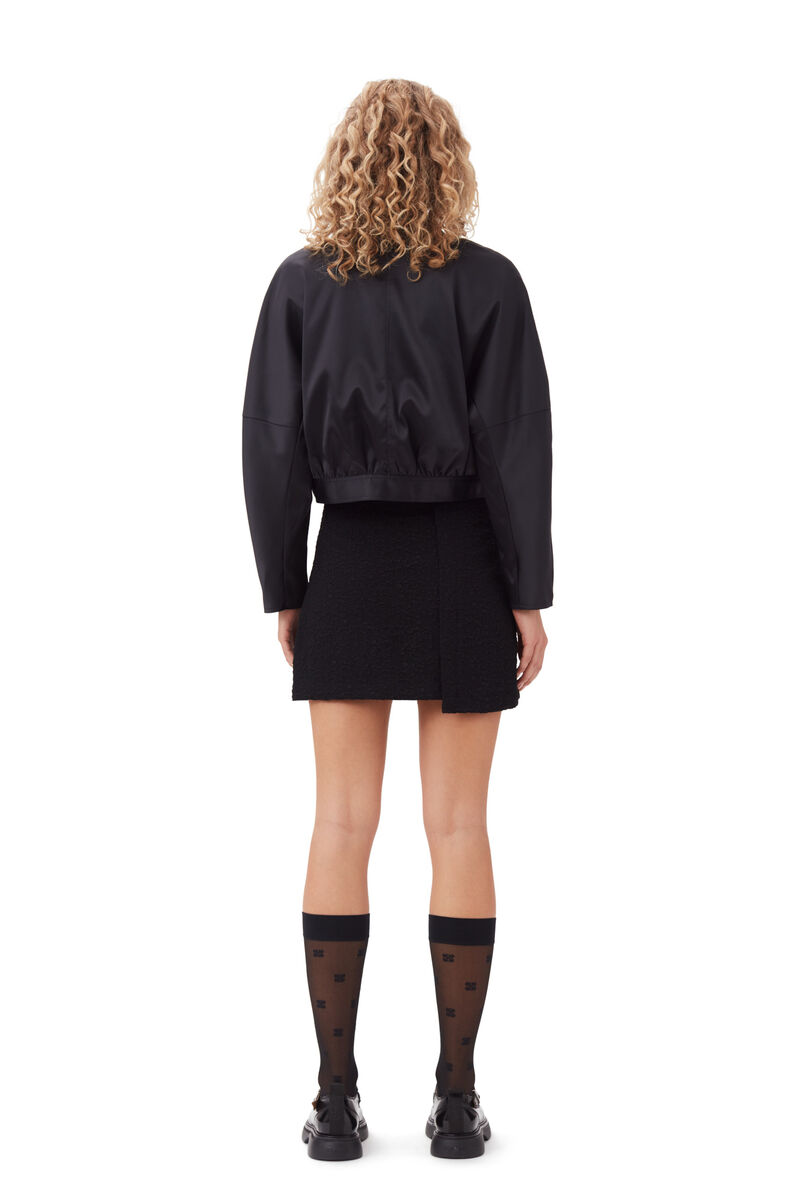 Double Satin Short Jacket, Elastane, in colour Black - 4 - GANNI