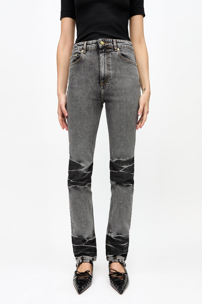 Black Washed Carri Jeans, Elastane, in colour Black Washed - 2 - GANNI