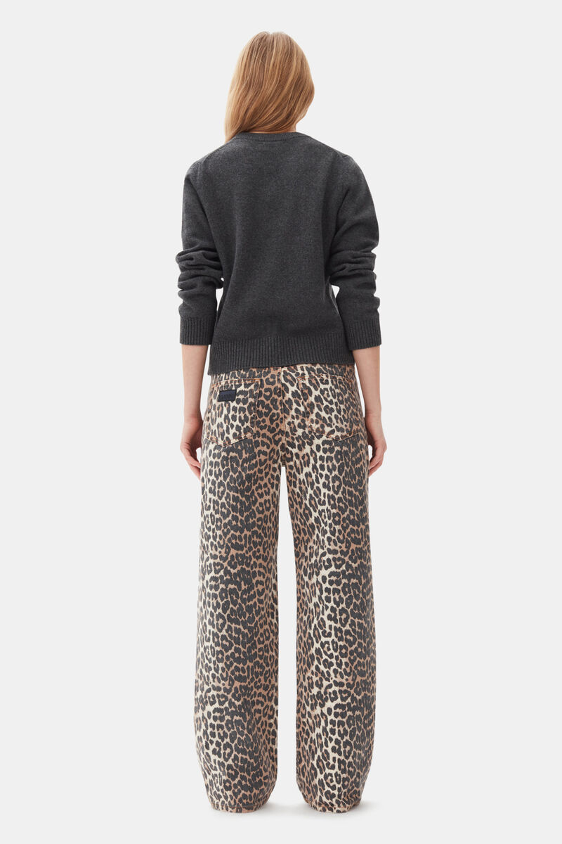 Leopard Printed Izey jeans, Cotton, in colour Leopard - 3 - GANNI